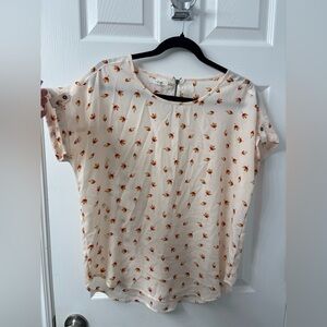 Maurices Cream and Orange Floral Blouse